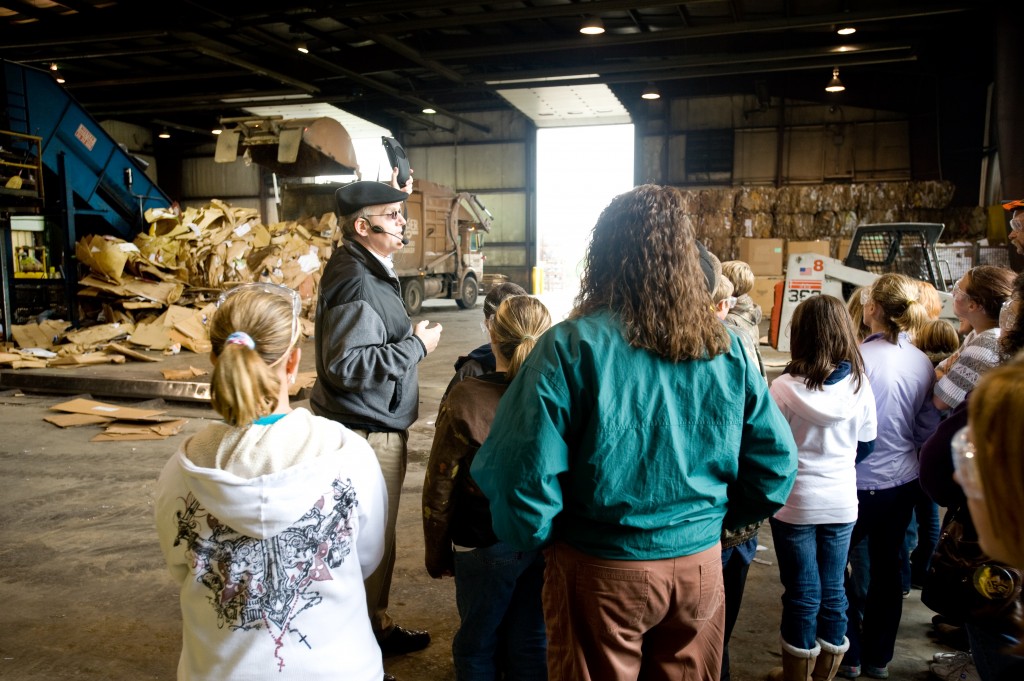 2009 10 30 phil mikus giving a recycling center tour CD111-0127 Recycling Center tour at Granger in Lansing, Michigan