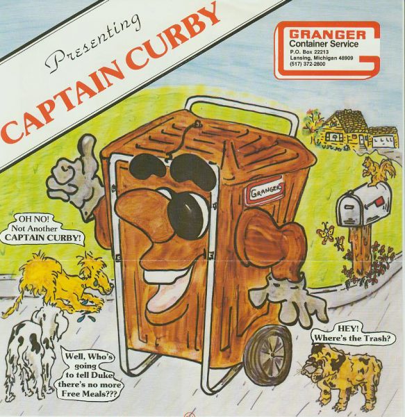 Captain Curby first appeared in an advertisement Granger ran to introduce rolling trash carts—an innovation for the industry.